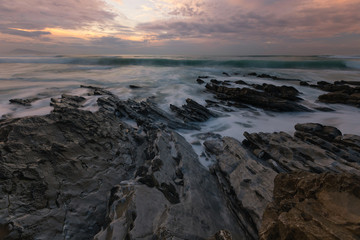 Fototapeta na wymiar Sunset from Bidart's beach next to Biarritz at the North Basque Country. 