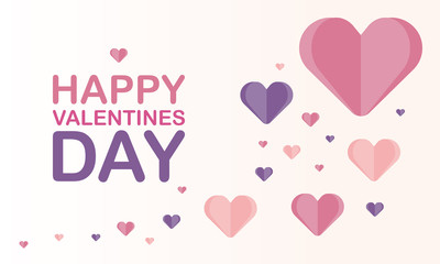 Happy Valentines Day. A holiday of love. Cute and beautiful illustration with color hearts. The traditional time for romantic dates, as well as shopping on sales. Free space for text. Postcard, poster