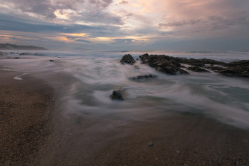 Sunset from Bidart's beach next to Biarritz at the North Basque Country.	