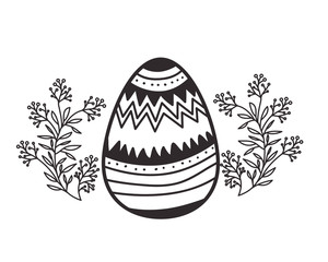 easter egg flowers and leafs isolated icon