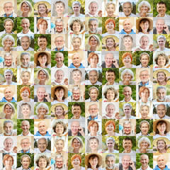 Senioren Portrait Collage als Gesellschaft Konzept