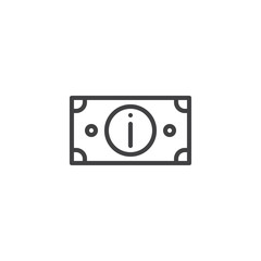 Paper money bill line icon. linear style sign for mobile concept and web design. Banknote outline vector icon. Symbol, logo illustration. Pixel perfect vector graphics