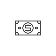 Money bill line icon. linear style sign for mobile concept and web design. Paper dollar money outline vector icon. Symbol, logo illustration. Pixel perfect vector graphics