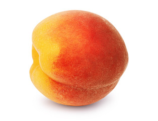 Ripe juicy peach on a white background