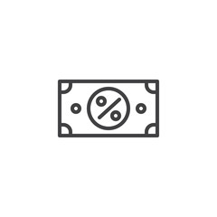 Percentage money line icon. linear style sign for mobile concept and web design. Money bill with percent outline vector icon. Bank, Financial and investment symbol, logo illustration. Pixel perfect 