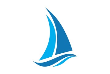 abstract sailboat waves logo icon