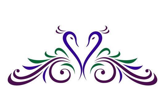 abstract twin peacock love logo icon