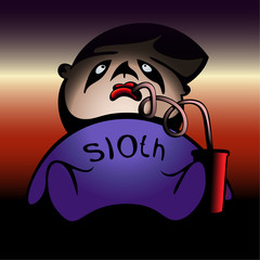 lazy man. sloth. vector colorful illustration with gradients