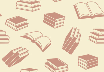 Seamless pattern with open and closed books. Vector background