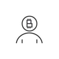 Bitcoin user line icon. linear style sign for mobile concept and web design. Cryptocurrency, virtual money person outline vector icon. Symbol, logo illustration. Pixel perfect vector graphics