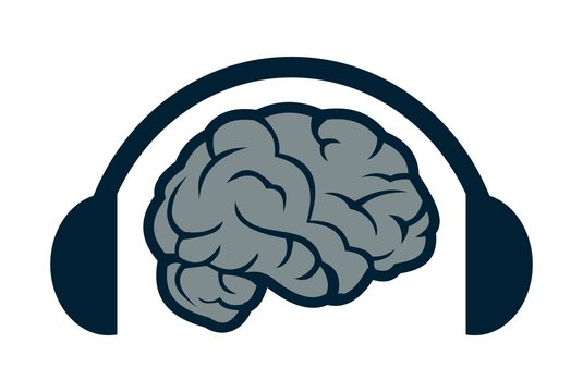 recommend clip art: headset brain listen music logo icon