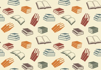 Seamless pattern with open and closed books. Vector background - 248668094