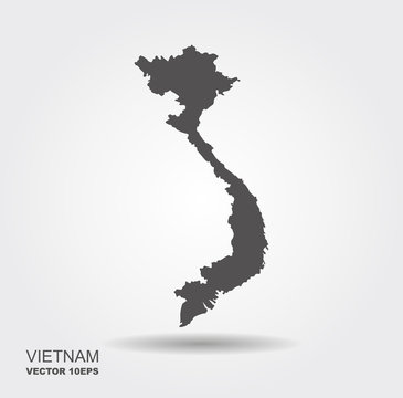 Vector map Vietnam . Flat vector icon with shadow