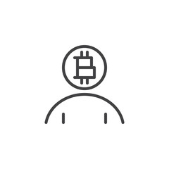Obraz premium Bitcoin user line icon. linear style sign for mobile concept and web design. Bitcoin cryprocurrency person outline vector icon. Symbol, logo illustration. Pixel perfect vector graphics
