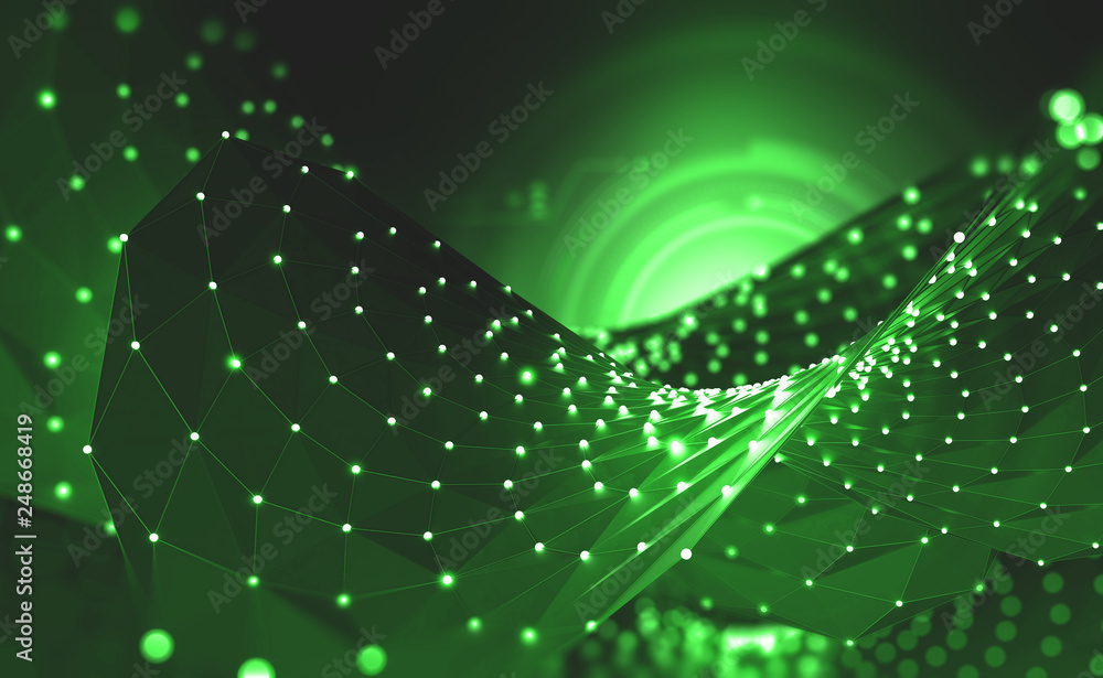 Aufkleber global information network. the concept of big data. abstract 3d illustration of polygonal elements.
