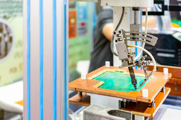 High technology and modern automatic robot for pcb (print circuit board) assembly machine during soldering or welding part or component