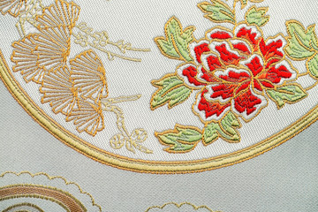 Beautiful Oriental motif, flower embroidery pattern