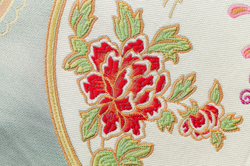 Beautiful Oriental motif, flower embroidery pattern