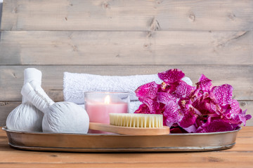 Spa and orchid flower, healthcare concept, relax with body massage.