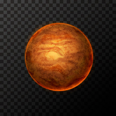 Realistic Mercury planet with texture, colorful globe on transparent background
