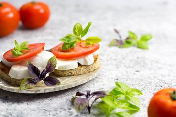 Tomato, Mozzarella and Basil Bruschetta
