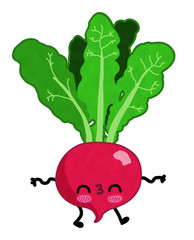 Kawaii vegetable radish with face and legs