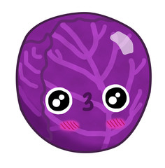 Kawaii vegetable cabbage with face