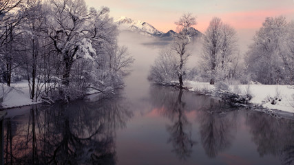Lakeside on a cold winter morning