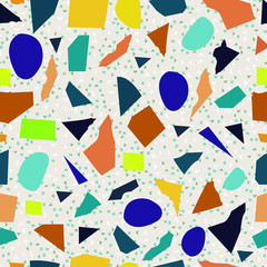 Terrazzo seamless pattern. Colorful patterned texture Terrazzo Floor, polished stone pattern background. Vector  background with chaotic stains.