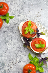 Tomato, Mozzarella and Basil Bruschetta