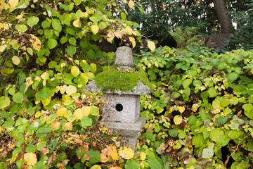 Japanese stone lanterns in Sapokka park in Kotka, Finland