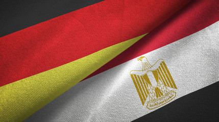 Germany and Egypt two flags. Text on egyptian flag means Arab Republic of Egypt