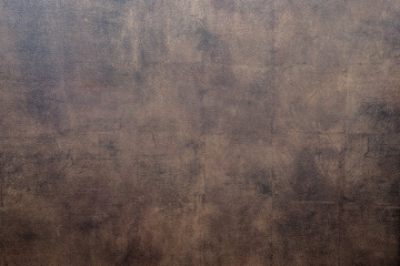 Bison skin. Texture of bison leather. Skin texture. Bison leather, bronze color, brown color. The texture of the painted skin of bison. Leather for a background texture. © Artem