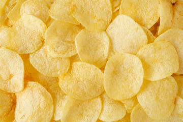 crispy potato chips snack texture background top view