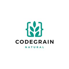 code grain leaf leaves logo vector for web front back end developers
