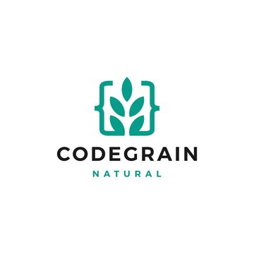 code grain leaf leaves logo vector for web front back end developers
