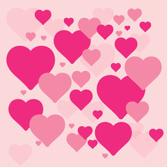 Hearts pattern, symbol background. Valentine's day and Mother's day card prink, pink, red colors. Love banner Illustration. Wedding greeting card