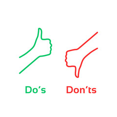 thumbs up or down like dos and donts
