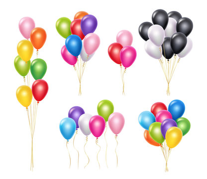 Different color balloons string illustration hi-res stock
