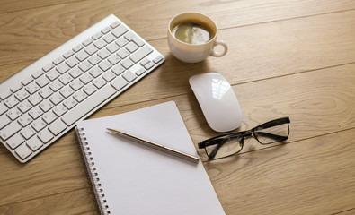 A cup of coffee on the office table