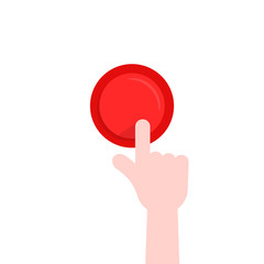 forefinger pushing on red button