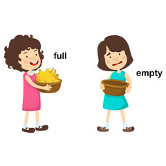 Opposite words full and empty vector illustration