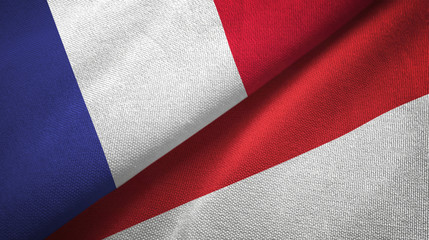 France and France and Indonesia two flags textile cloth, fabric texture