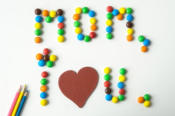 Blackboard with lettering i love you mom heart mother s day