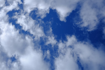 Wolkenformen am blauen Himmel