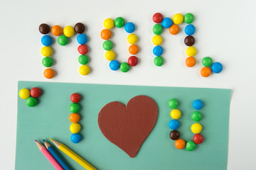 Blackboard with lettering i love you mom heart mother s day