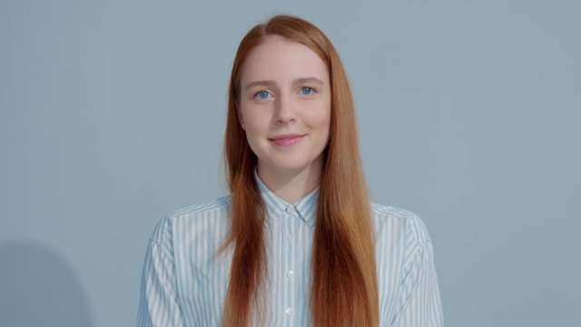 gingerhead model watching to the camera surprised, wow emotion