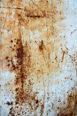 iron sheet in white paint with rusty spots