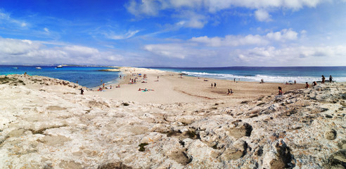 the famous beach of ses illetes in formentera