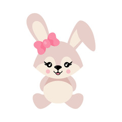 cartoon cute bunny girl sits vector